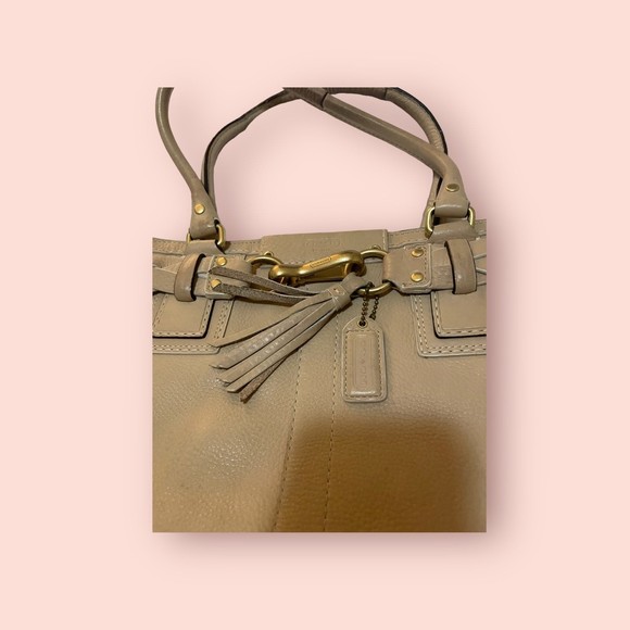 Coach 10529 Hampton Beige Pebbled Leather Braided‎ Band Large Tote Shoulder Bag - Picture 5 of 11